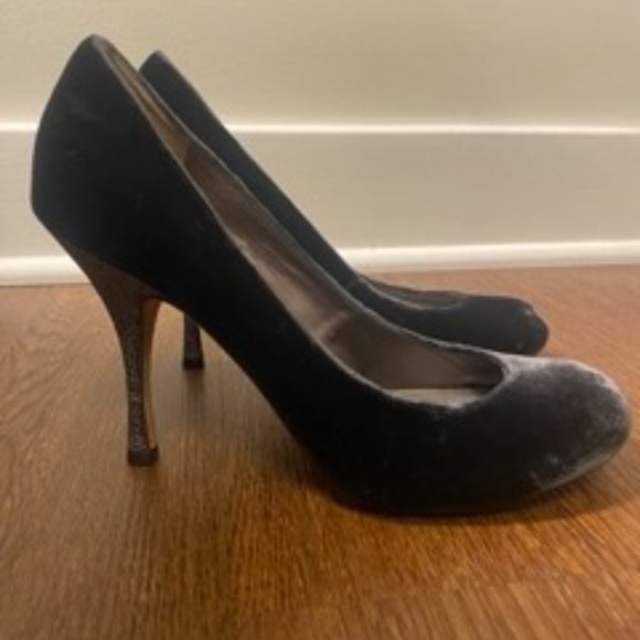 Blue Velvet Pumps with Silver Stems - Picture 9 of 9